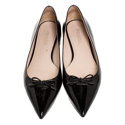 prada patent pointy-toe ballet flat|prada ankle pumps.